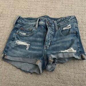 American Eagle Outfitters Blue Distressed Jean Shorts